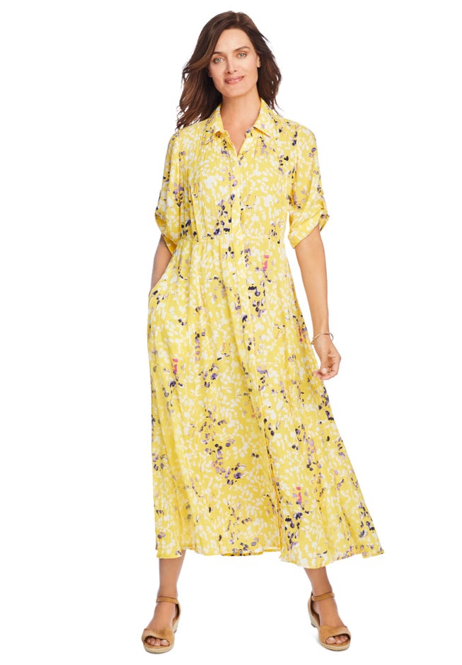 Roll-Tab Sleeve Crinkle Shirtdress image number 3