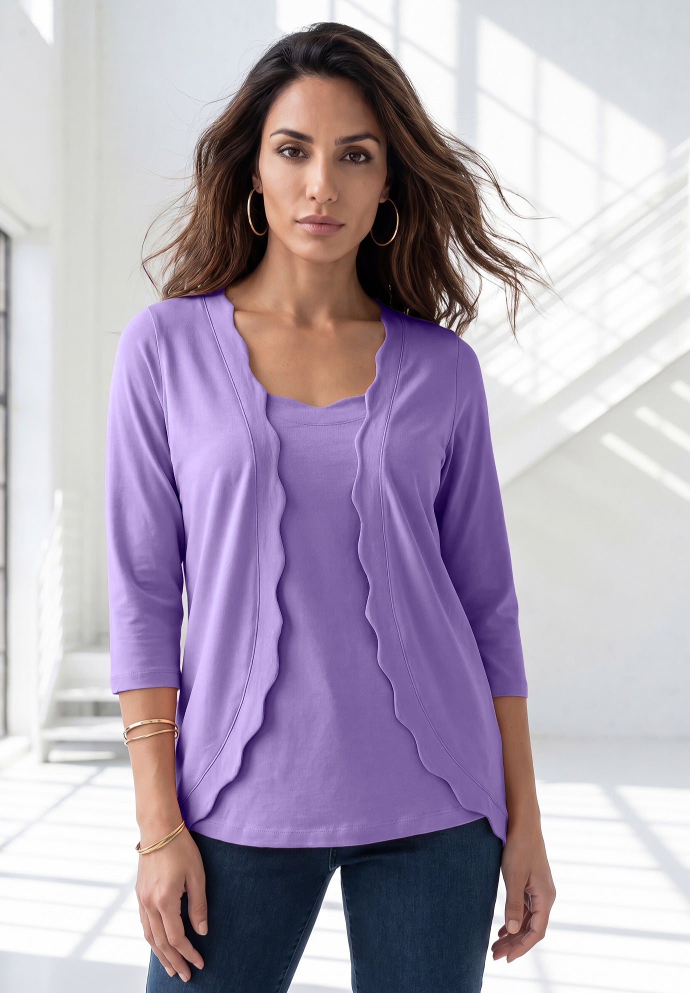 Scalloped Cardigan and Tank Set image number 0