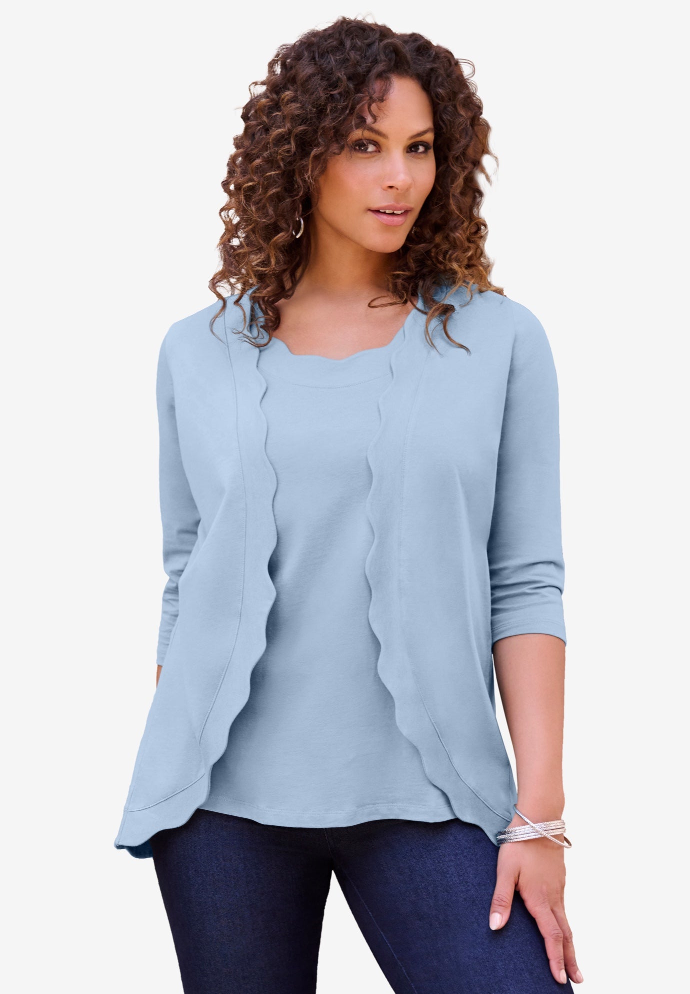 Scalloped Cardigan and Tank Set image number 0