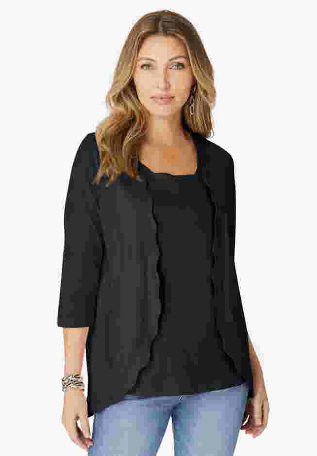 Scalloped Cardigan and Tank Set image number 0