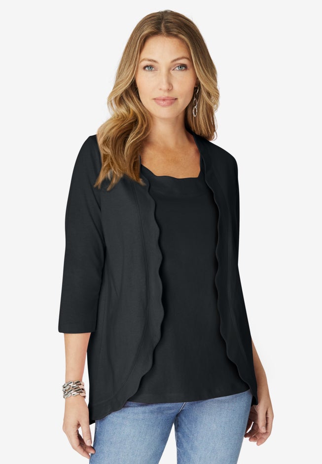 Scalloped Cardigan and Tank Set image number 0