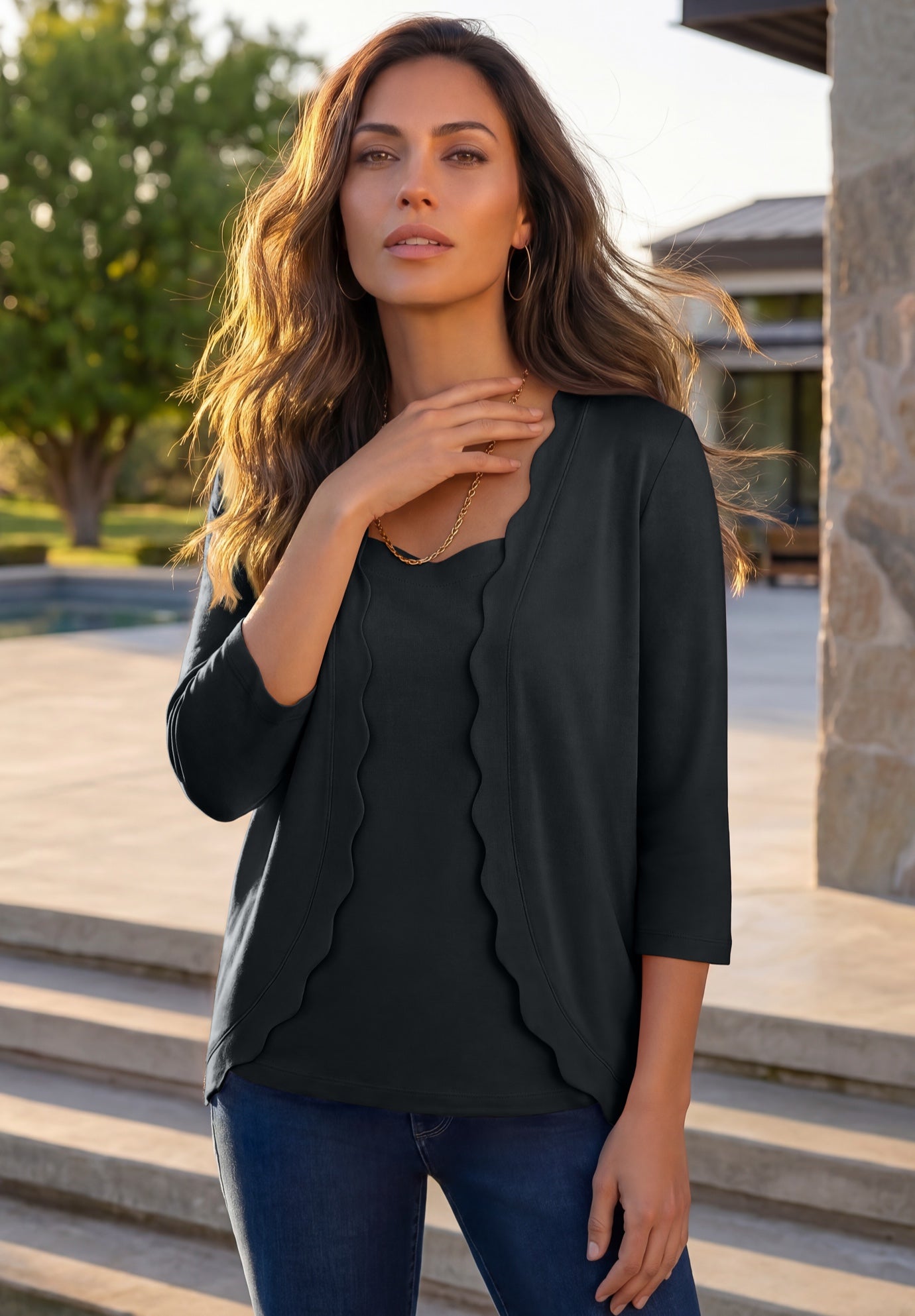 Scalloped Cardigan and Tank Set image number 0