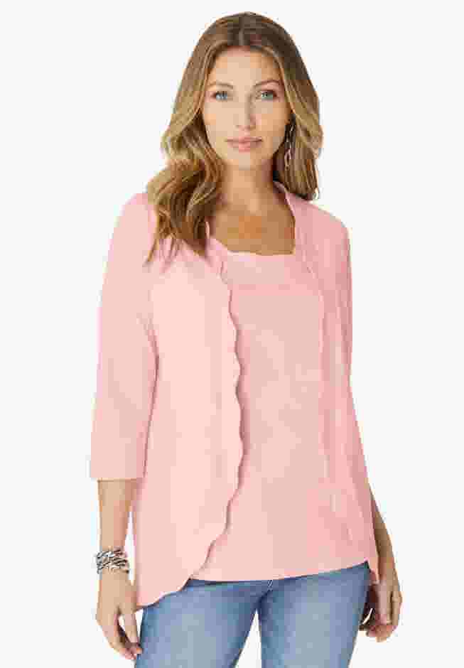 Scalloped Cardigan and Tank Set image number 0