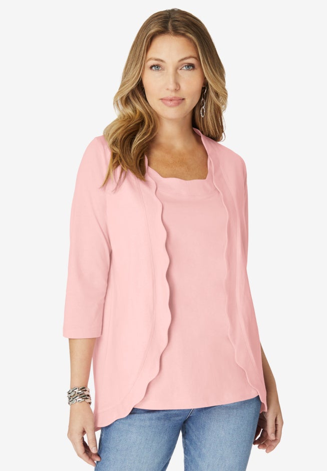 Scalloped Cardigan and Tank Set image number 0