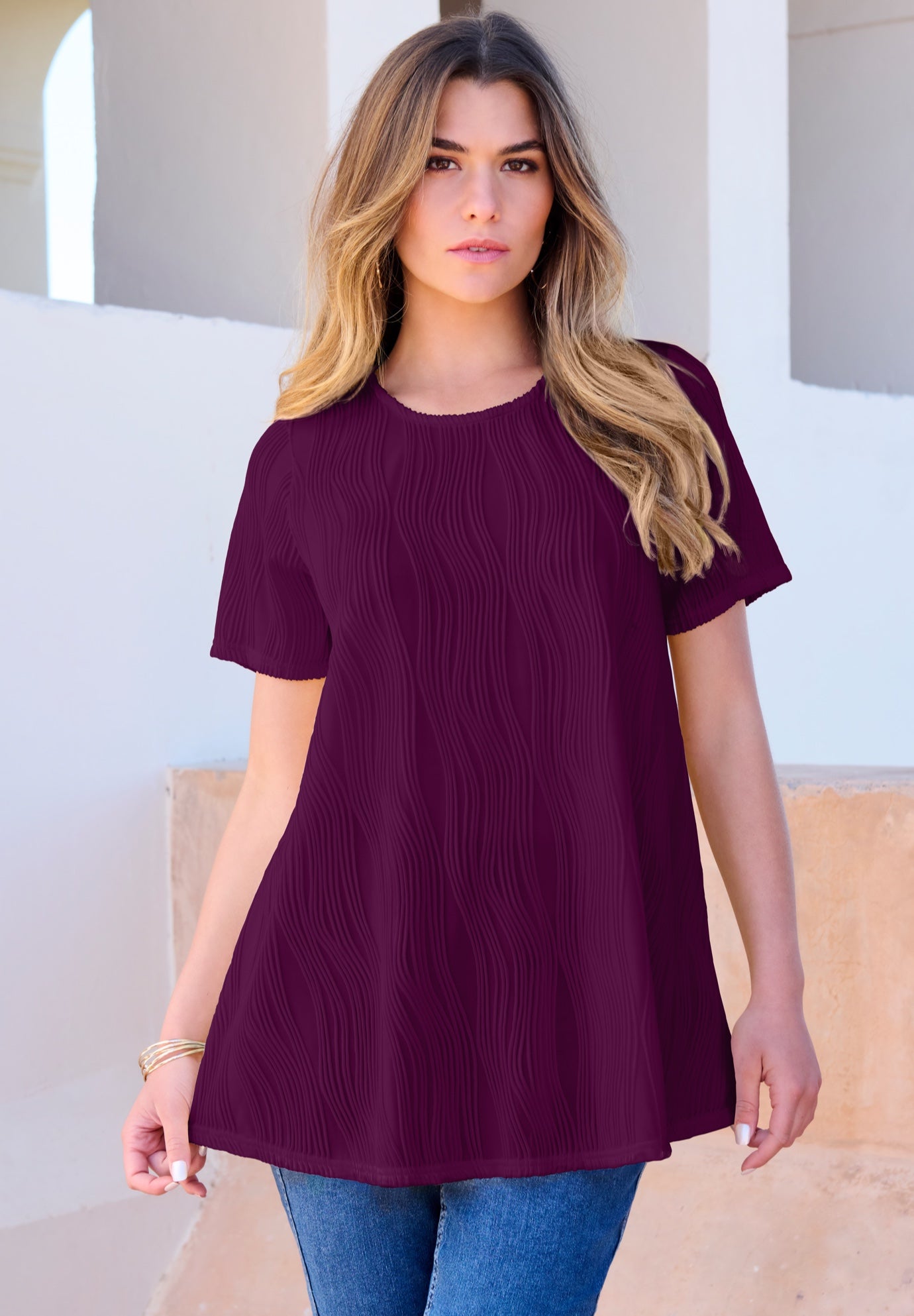 Textured Knit Swing Tee image number 0