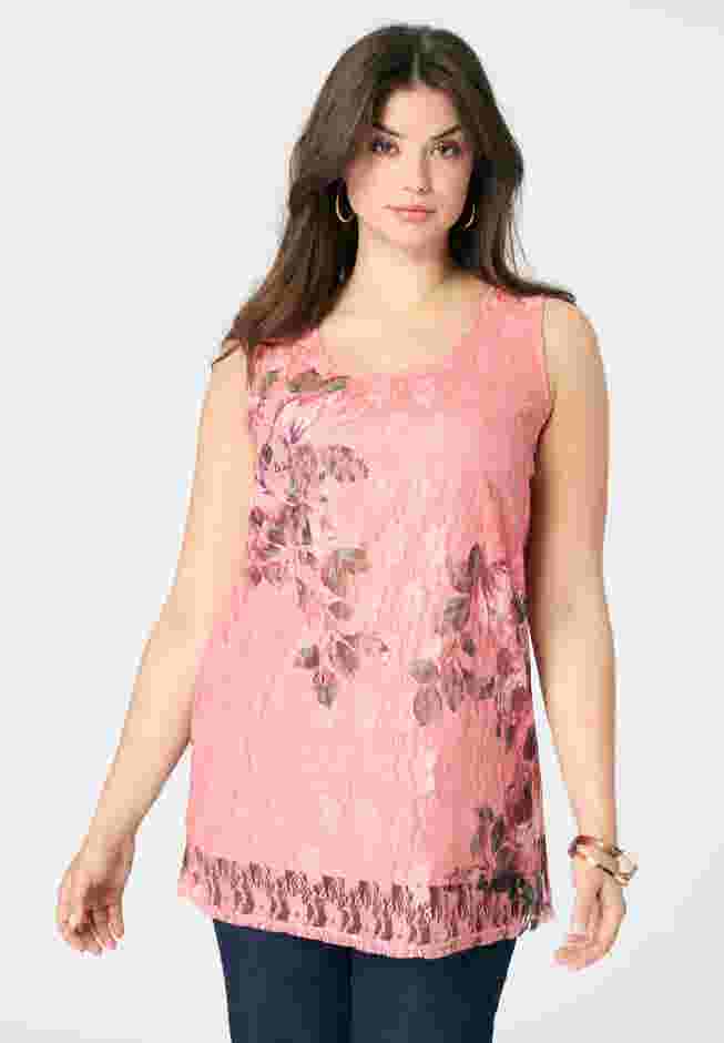 Printed Lace Tank image number 0