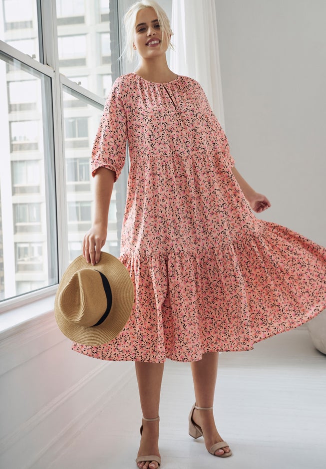 Tiered Cotton Midi Dress image number 4