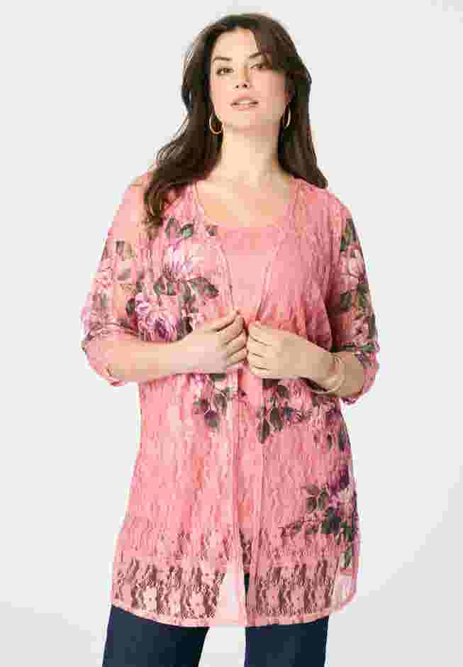 Printed Lace Cardigan image number 0
