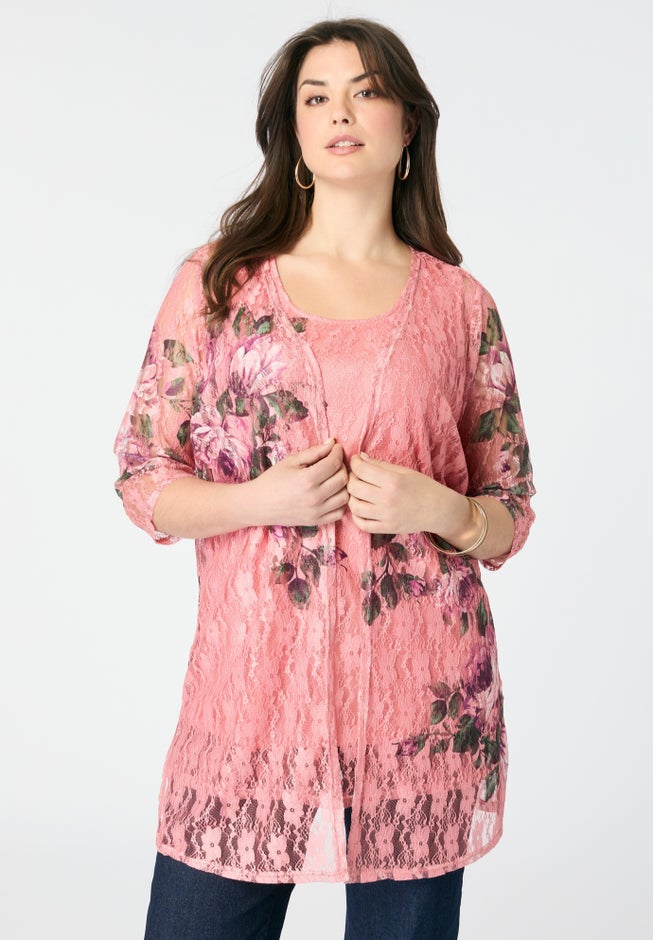 Printed Lace Cardigan image number 0