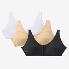 3-Pack Front-Close Cotton Wireless Bra image number null