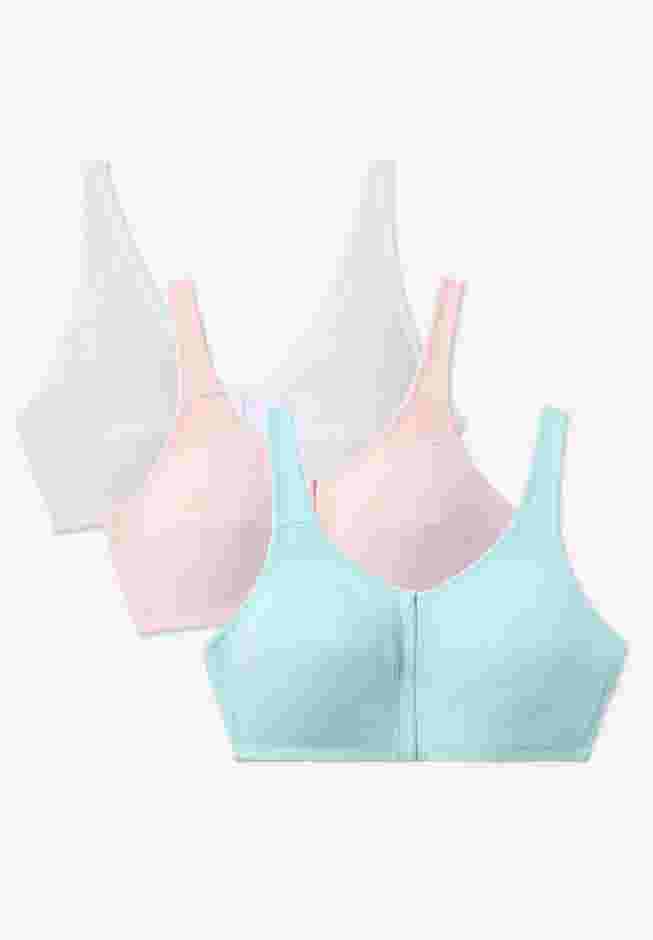 3-Pack Front-Close Cotton Wireless Bra image number 0