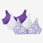 3-Pack Front-Close Cotton Wireless Bra image number null