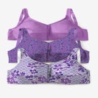 3-Pack Front-Close Cotton Wireless Bra image number null