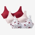 3-Pack Front-Close Cotton Wireless Bra image number null