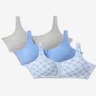 3-Pack Front-Close Cotton Wireless Bra image number 0