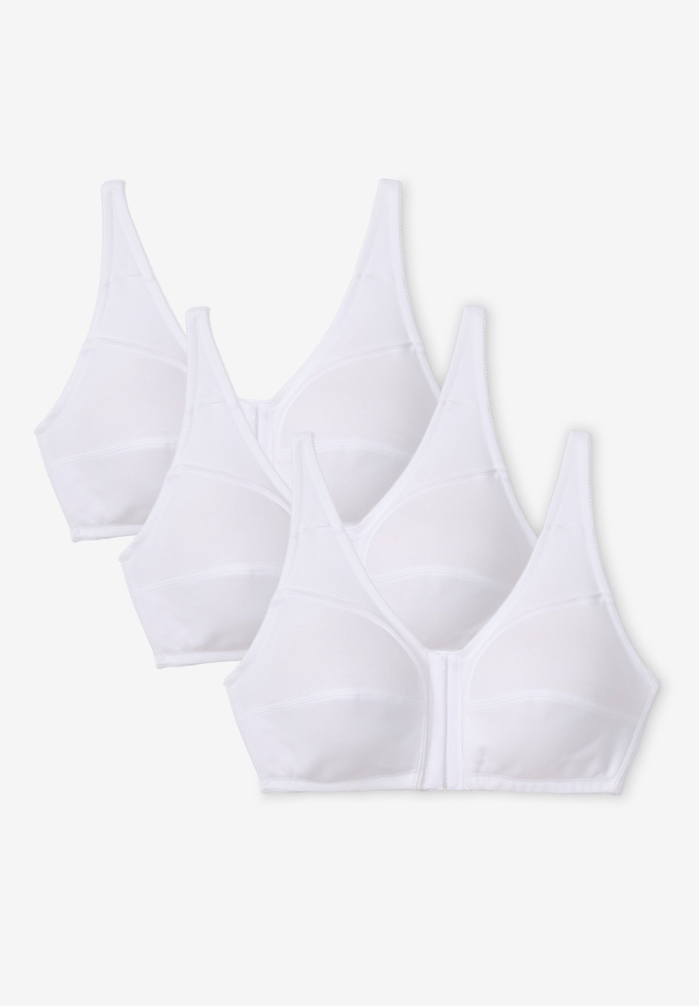 3-Pack Front-Close Cotton Wireless Bra image number 0
