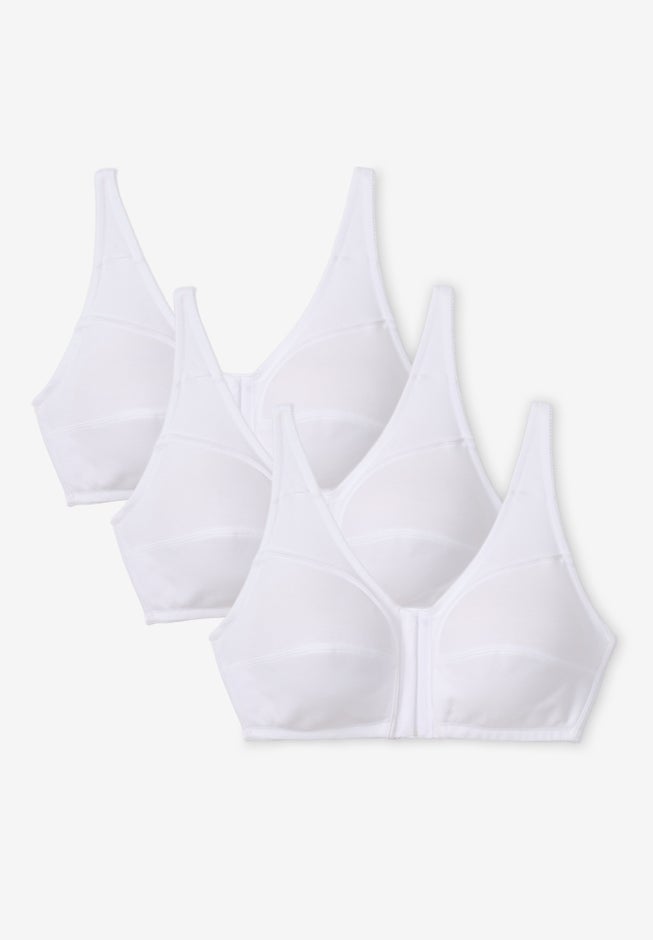 3-Pack Front-Close Cotton Wireless Bra image number 0
