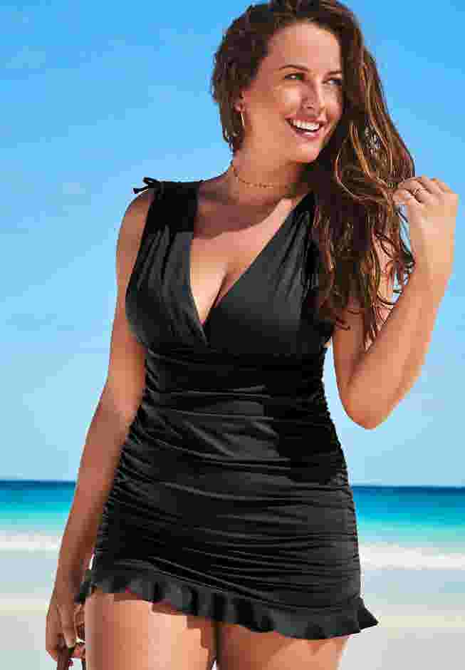 Adjustable Ruched Swimdress image number 0