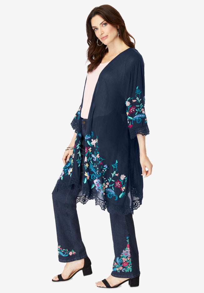Floral Embroidered Kimono image number 2