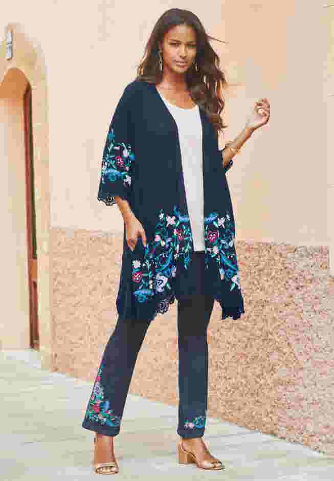 Floral Embroidered Kimono image number 3