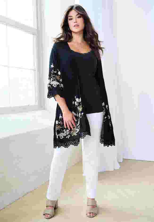 Floral Embroidered Kimono image number 0