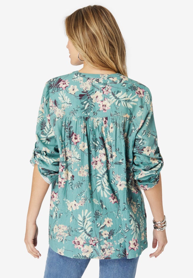 Button-Front Printed Tunic image number null