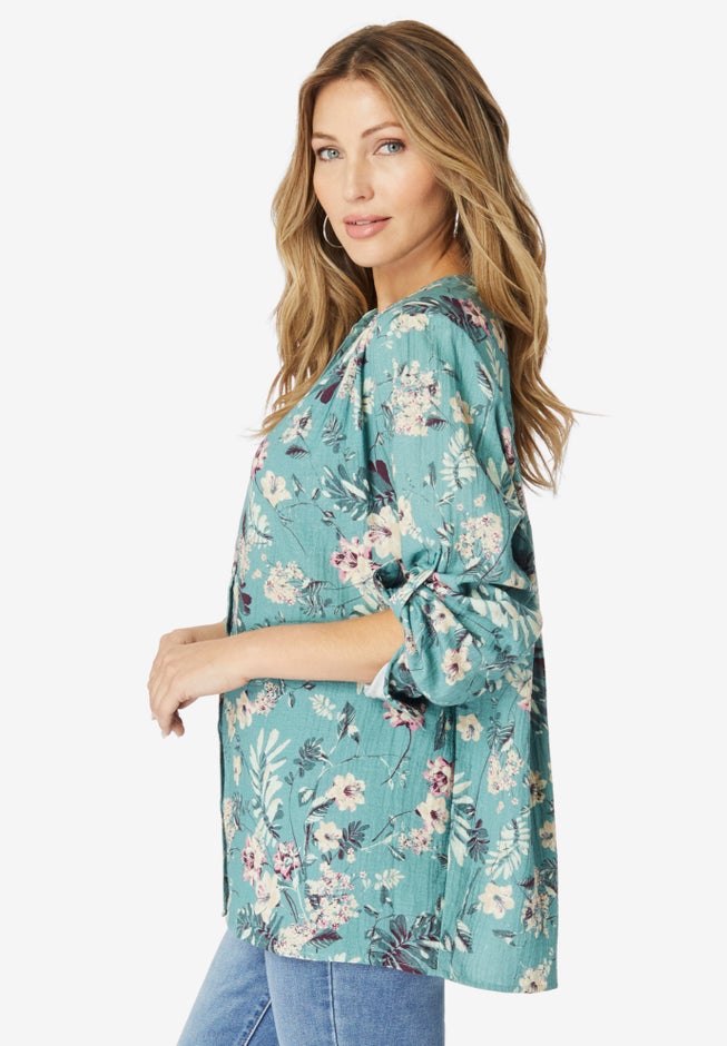 Button-Front Printed Tunic image number null