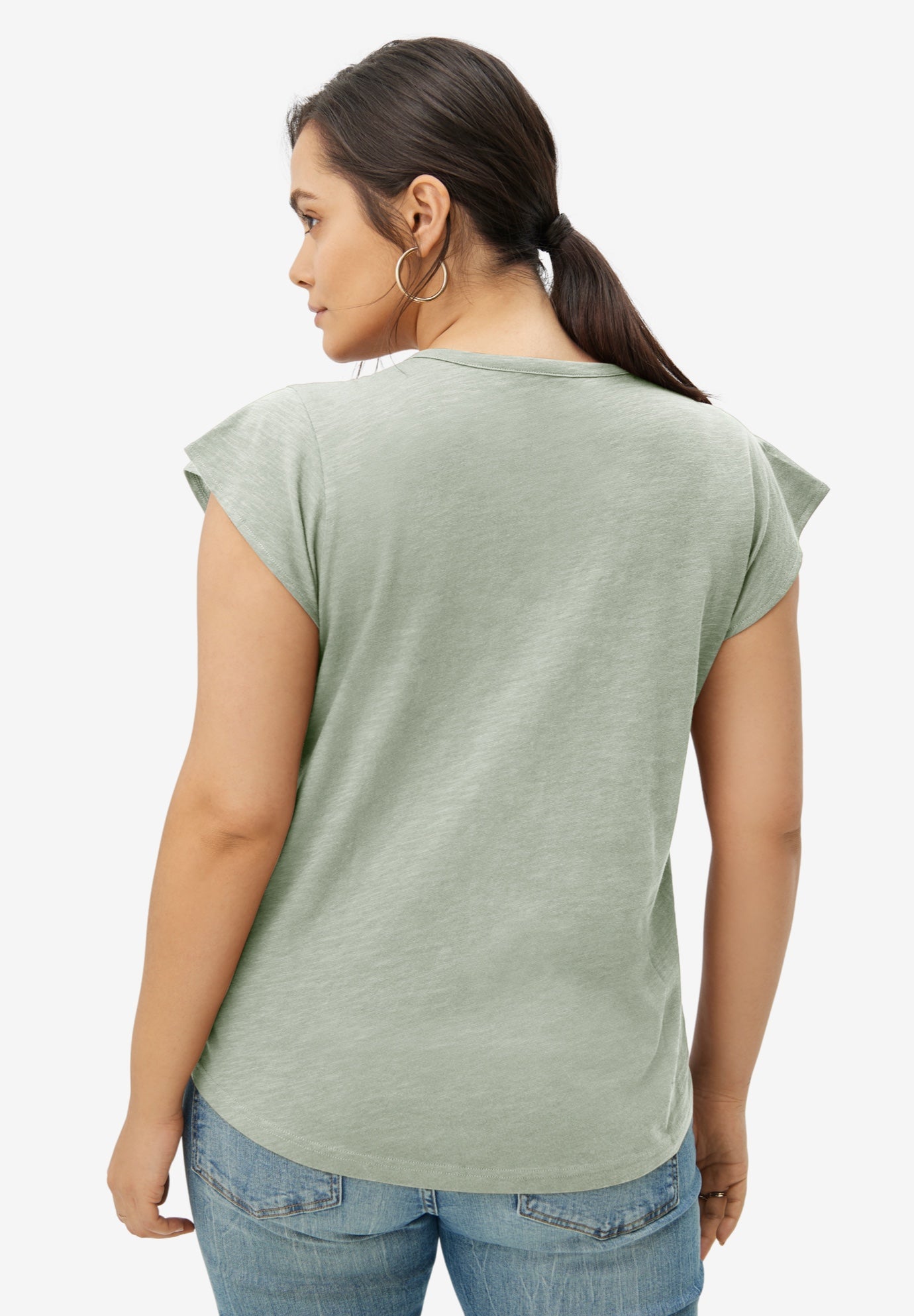Cap Sleeve Henley Tee image number 1