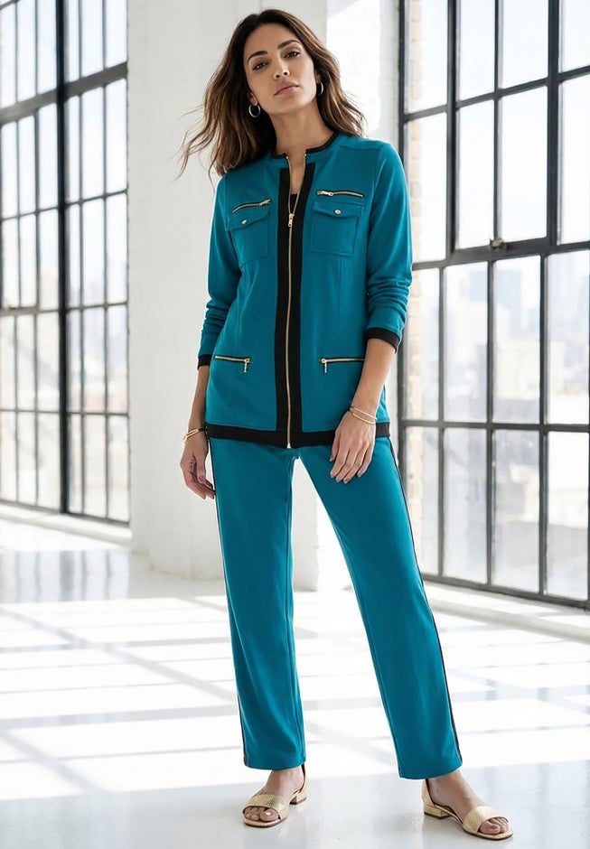 Side Stripe French Terry Pull On Pant Set image number 1
