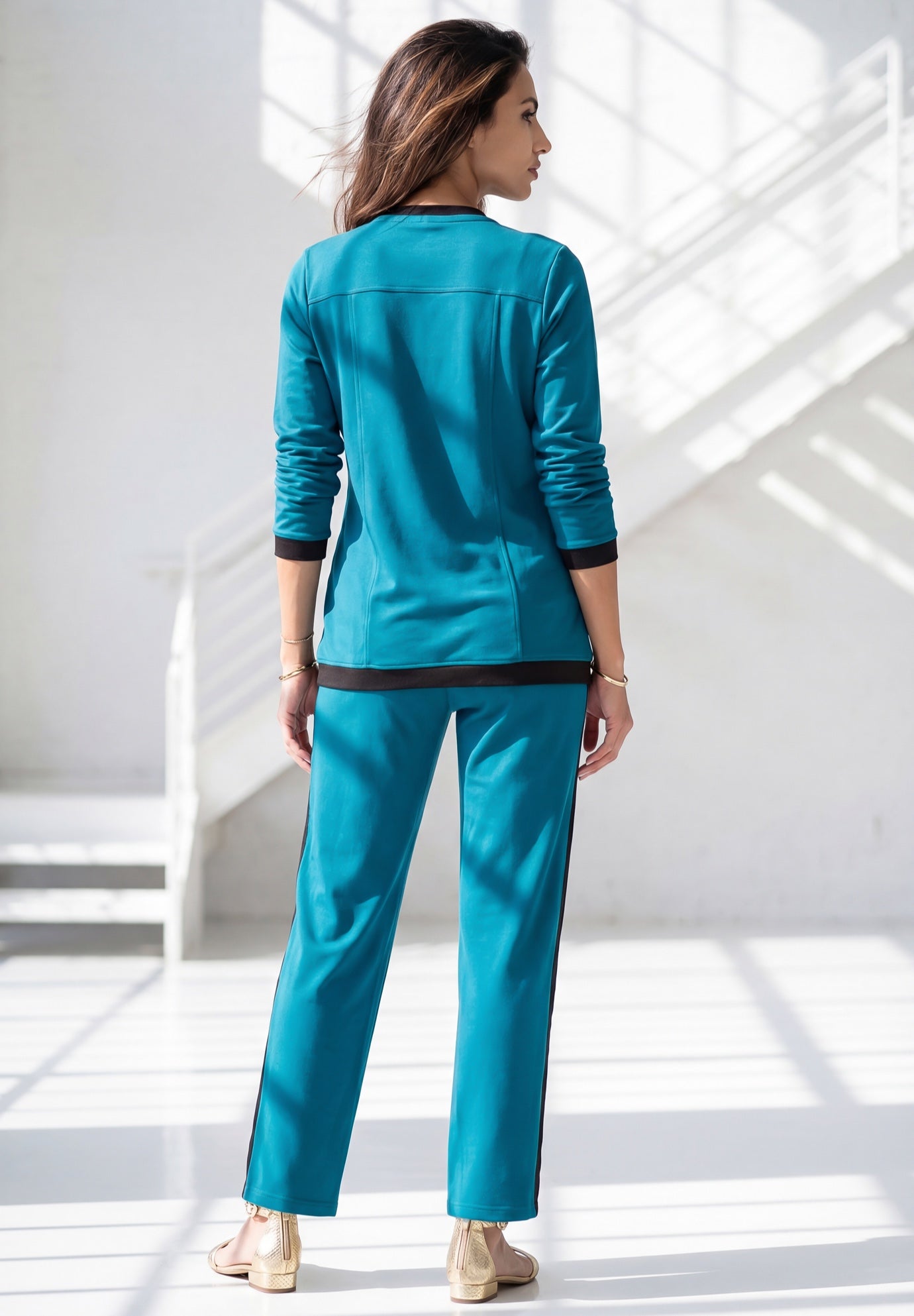 Side Stripe French Terry Pull On Pant Set image number 2