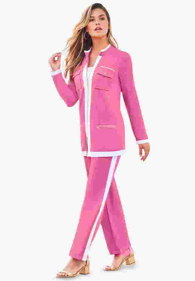Side Stripe French Terry Pull On Pant Set image number 5