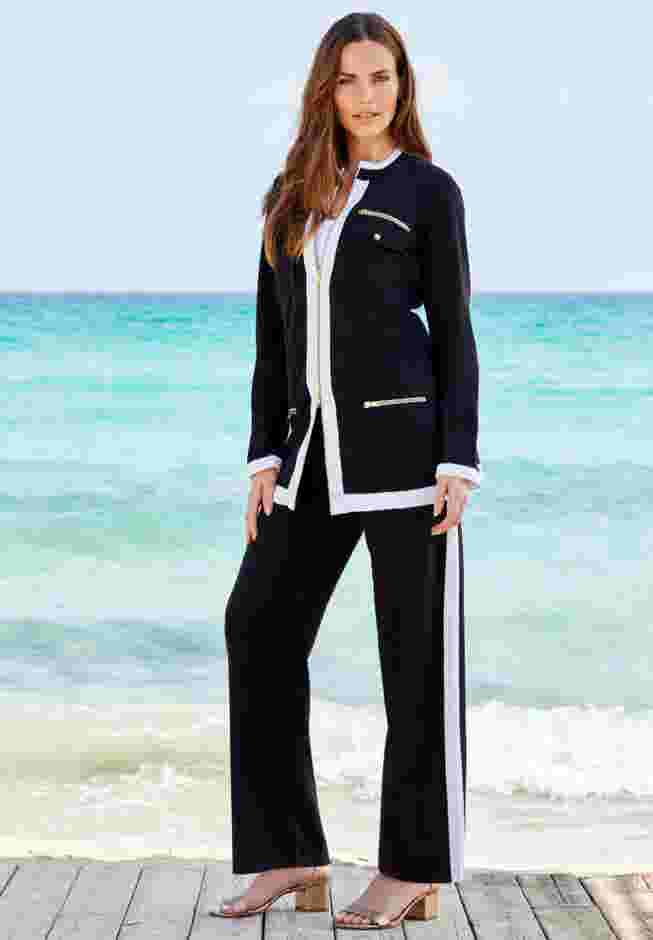 Side Stripe French Terry Pull On Pant Set image number 6