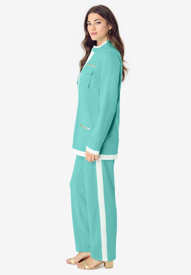 Side Stripe French Terry Pull On Pant Set image number 4