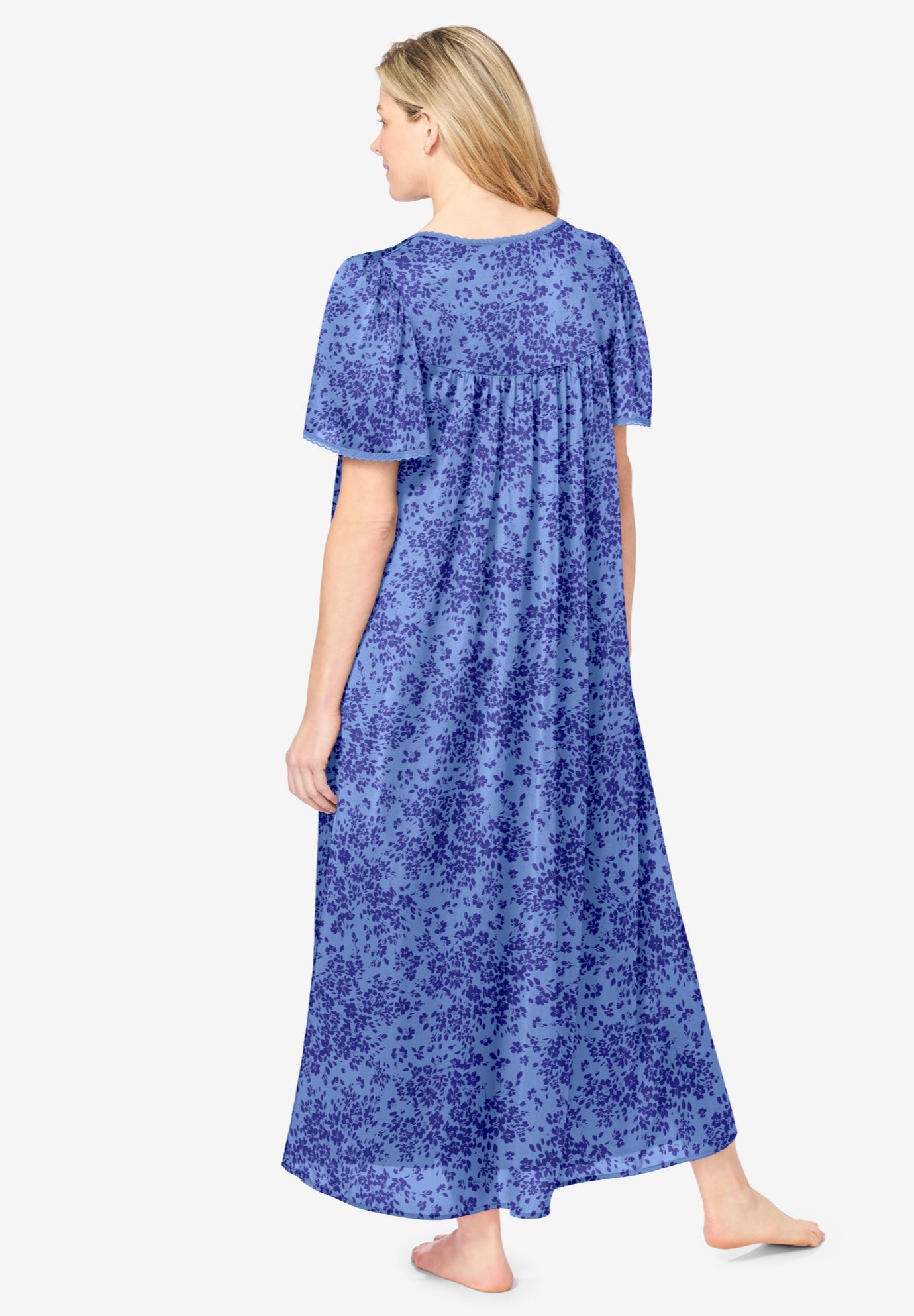 Long Silky Lace-Trim Gown image number 1