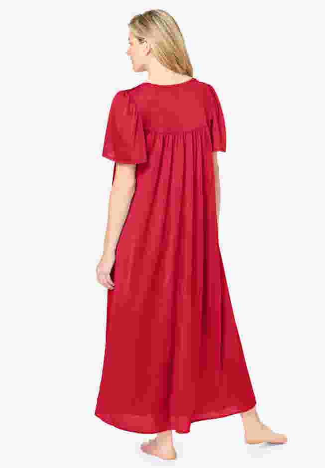 Long Silky Lace-Trim Gown image number 1
