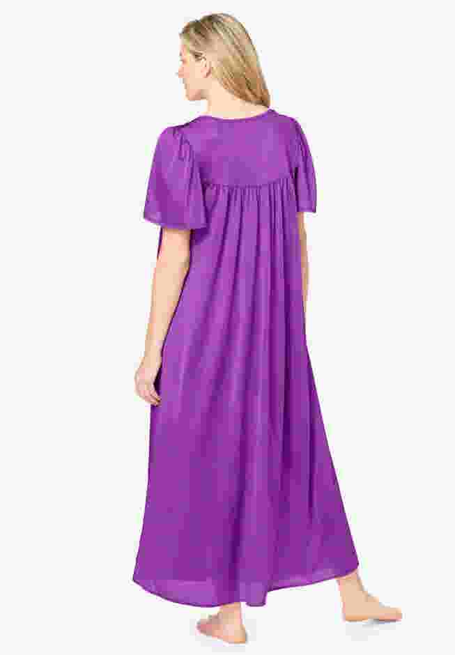 Long Silky Lace-Trim Gown image number 1