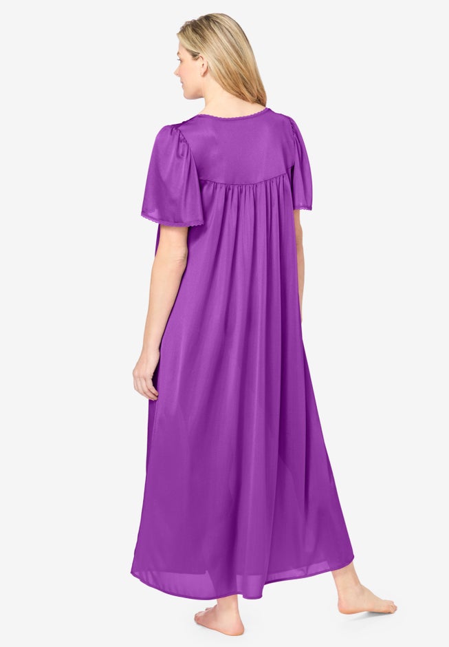 Long Silky Lace-Trim Gown image number 1