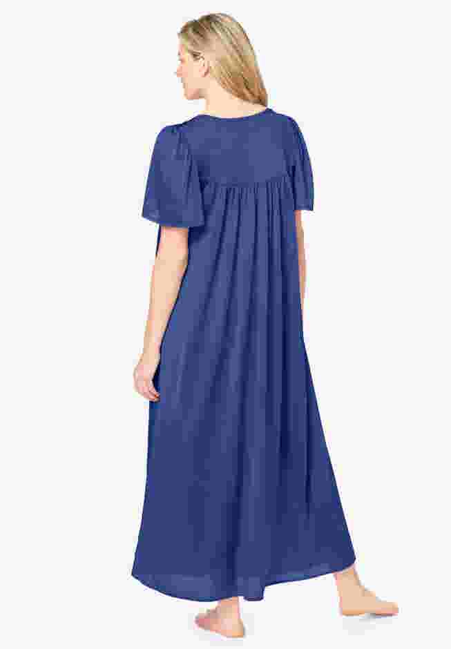 Long Silky Lace-Trim Gown image number 1