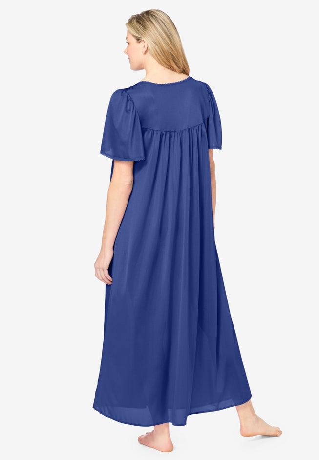 Long Silky Lace-Trim Gown image number 1