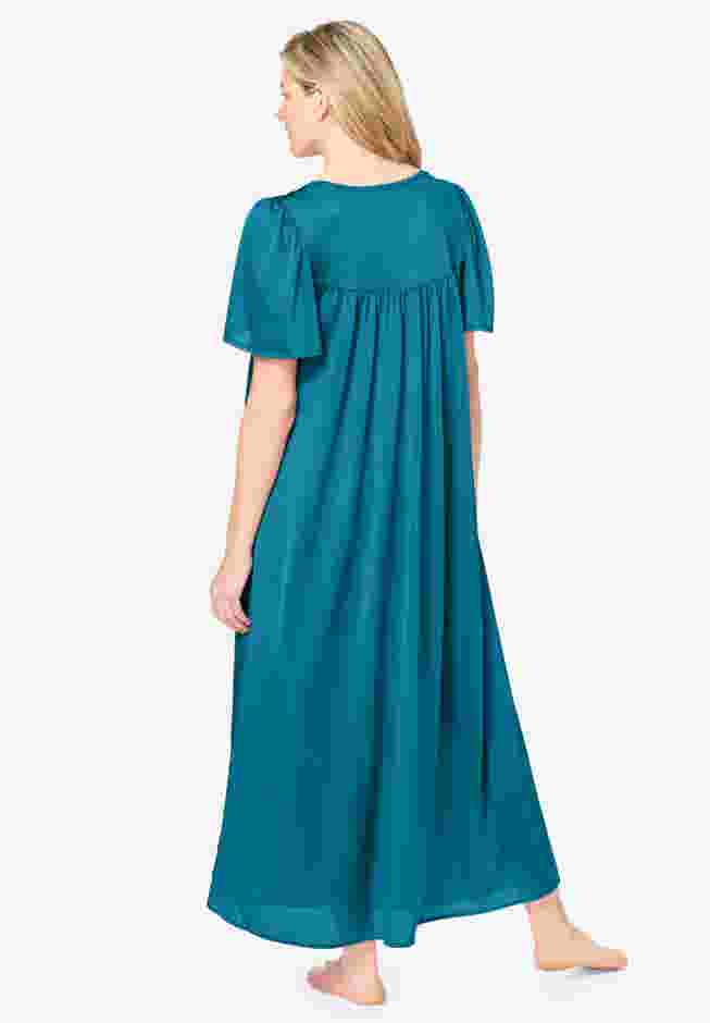 Long Silky Lace-Trim Gown image number 1