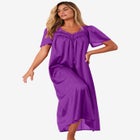 Long Silky Lace-Trim Gown image number null