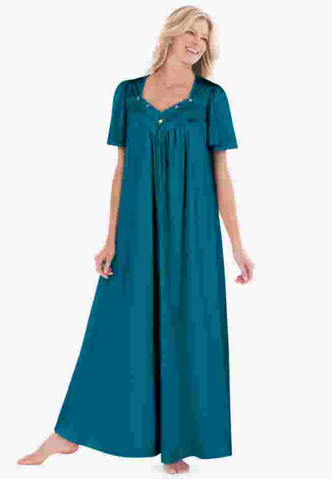 Long Silky Lace-Trim Gown image number 0