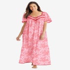 Long Silky Lace-Trim Gown image number null