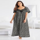 Long Silky Lace-Trim Gown image number null