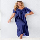 Long Silky Lace-Trim Gown image number 0