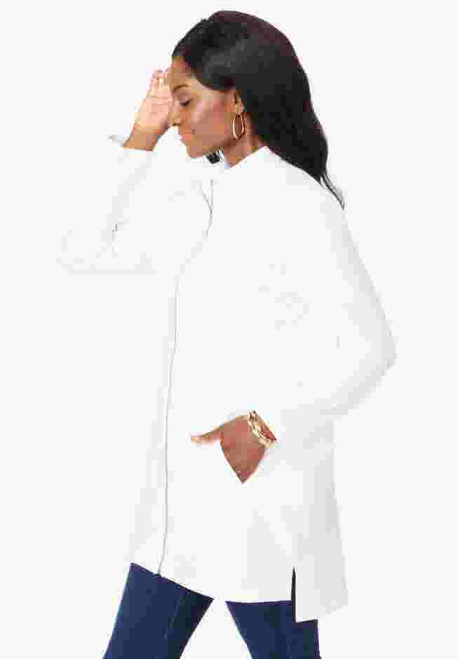 Stretch Cotton Zip Front Hi-Low Jacket image number 3
