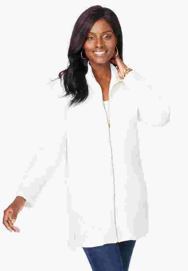 Stretch Cotton Zip Front Hi-Low Jacket image number 4