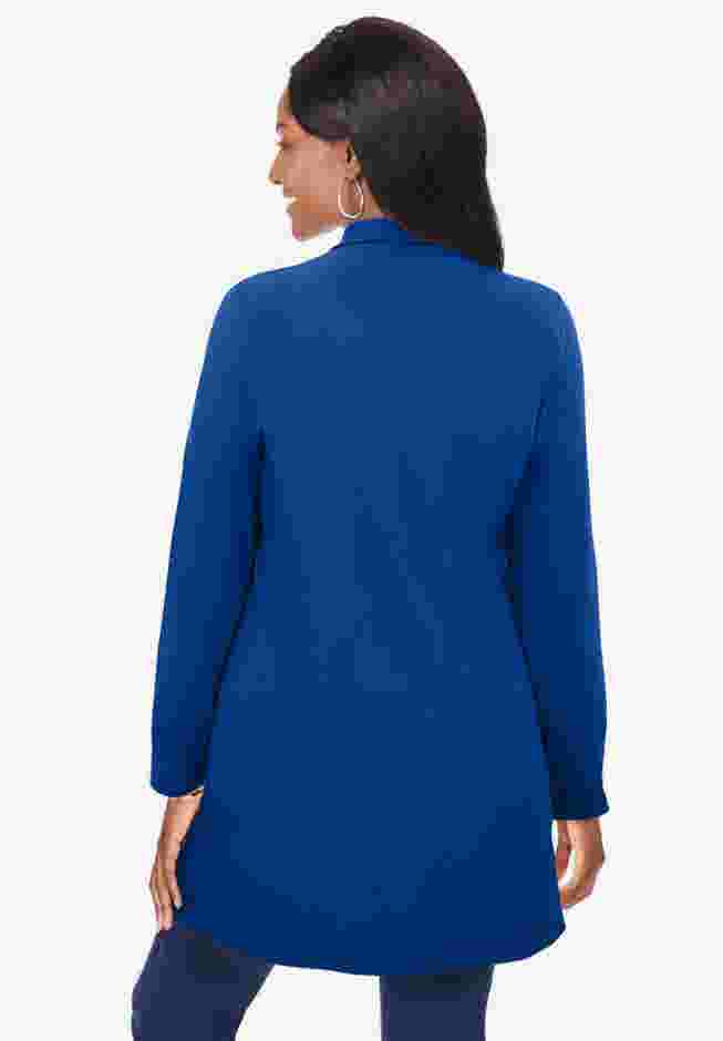 Stretch Cotton Zip Front Hi-Low Jacket image number 1