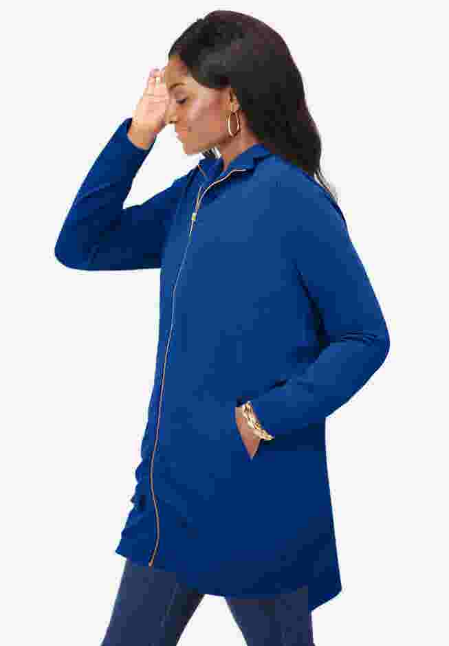 Stretch Cotton Zip Front Hi-Low Jacket image number 2