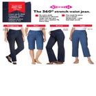 Pull-On Flex-Fit Elastic-Waist Stretch Denim Capri Jeans image number null